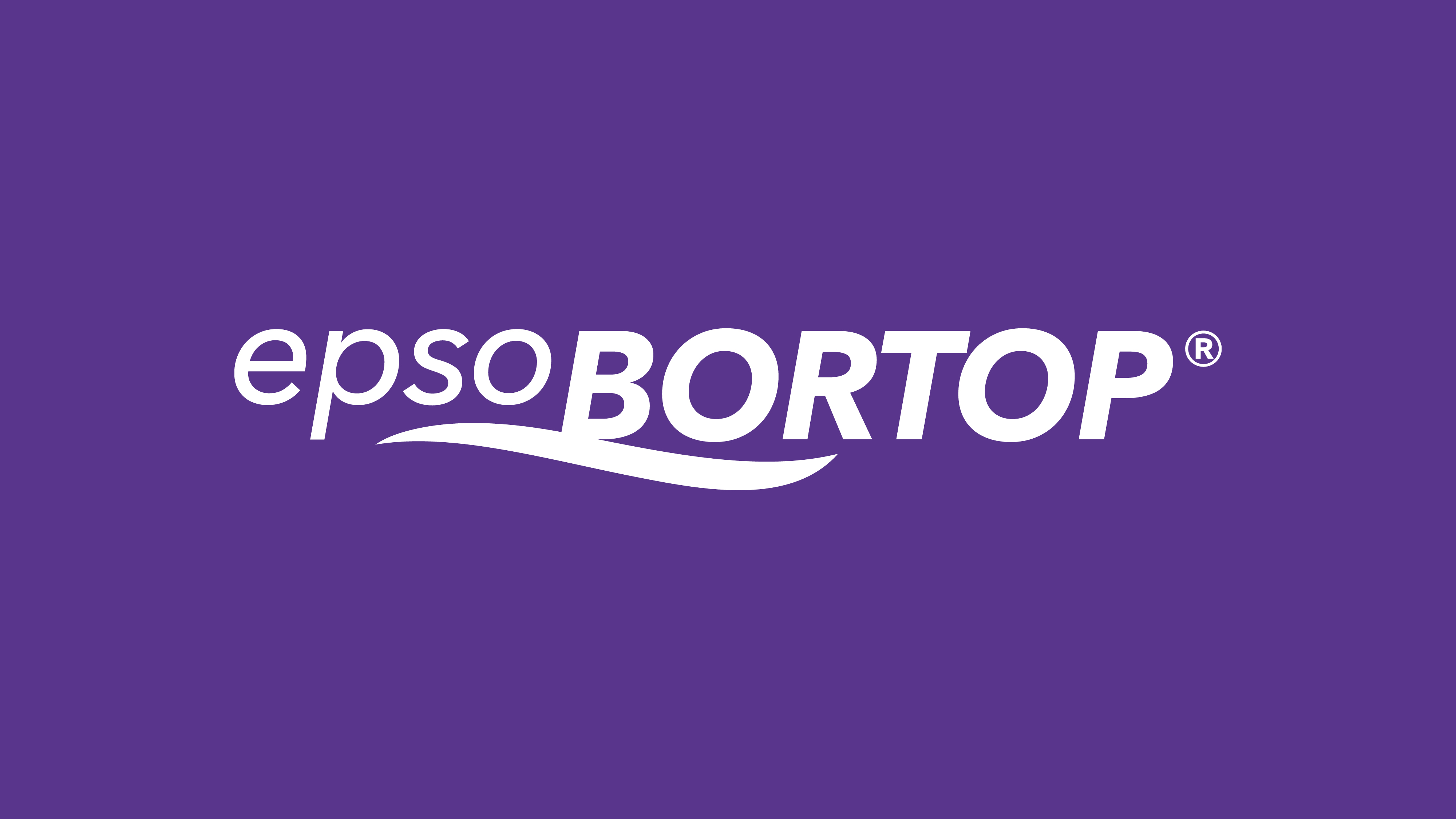 weißes epsoBORTOP Logo auf violettem Hintergrund