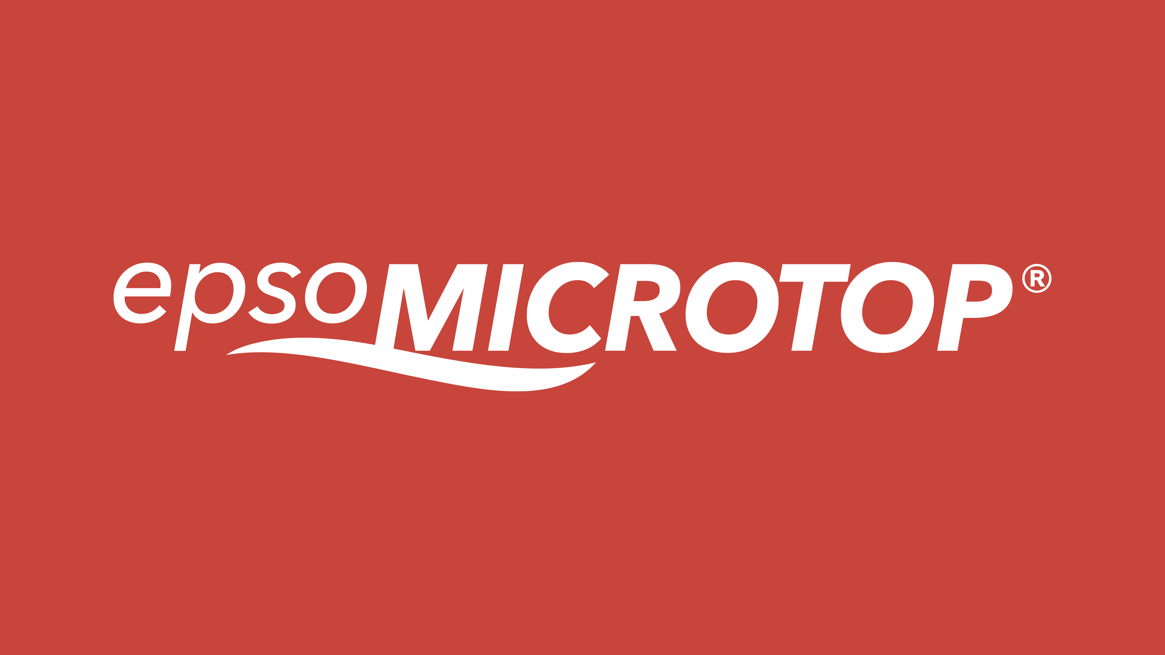 weißes epsoMICROTOP Logo auf rotem Hintergrund