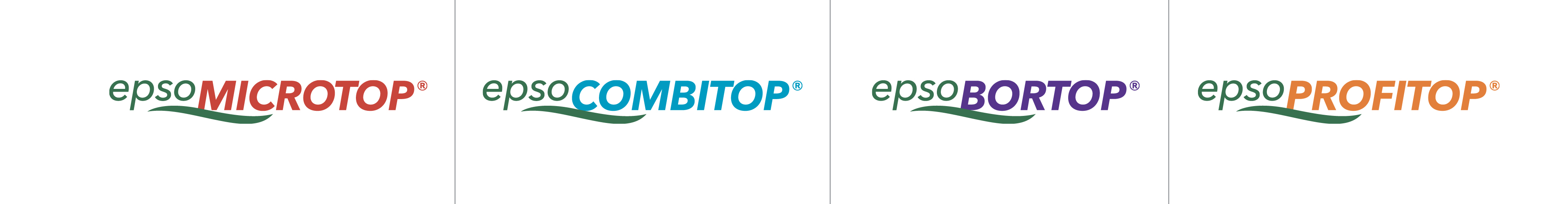 Four colored logos of the epso product family