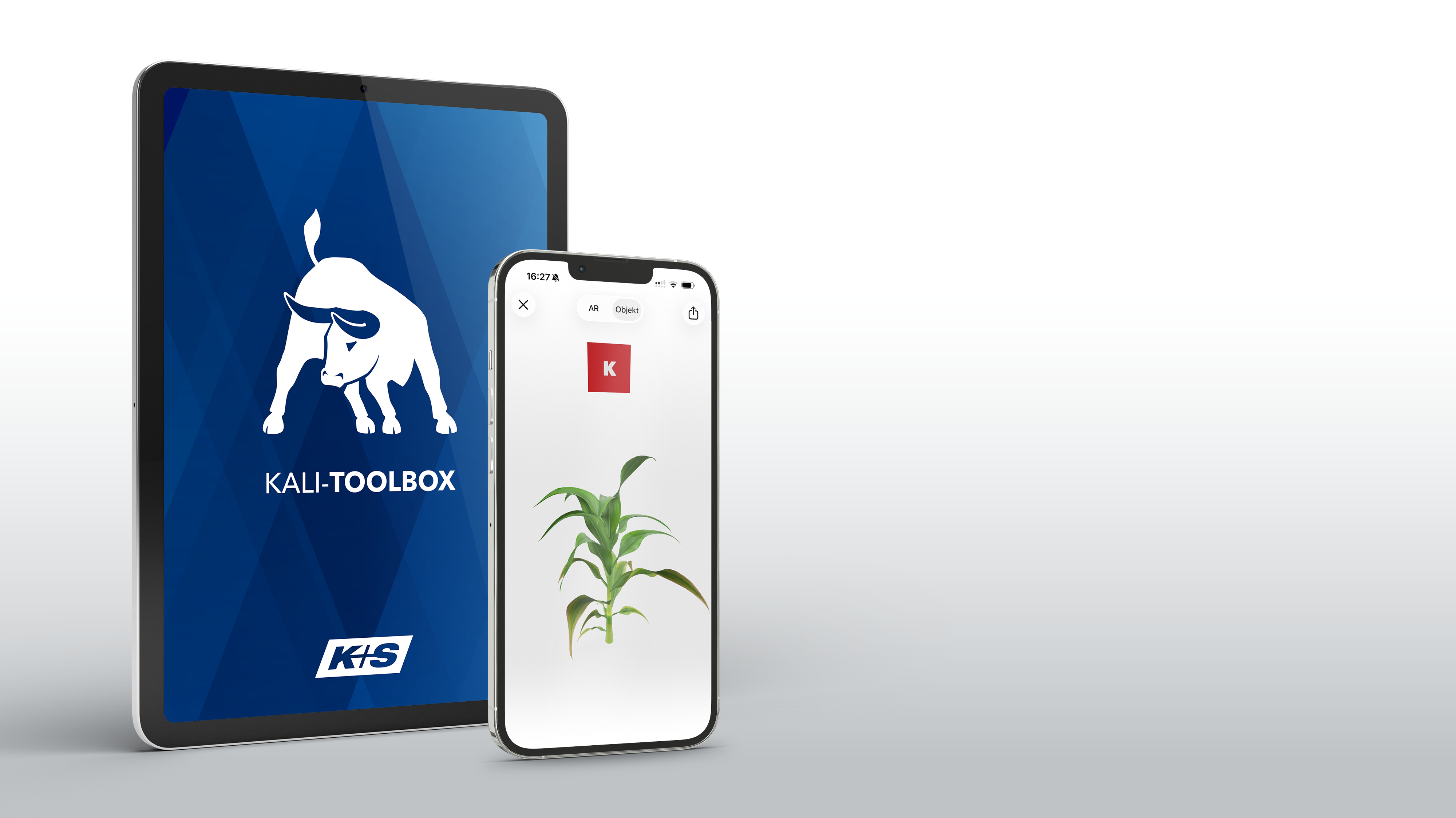 Teaserimage zeigt beispielhafte Screens der KALI-TOOLBOX-App: Splashscreen und 