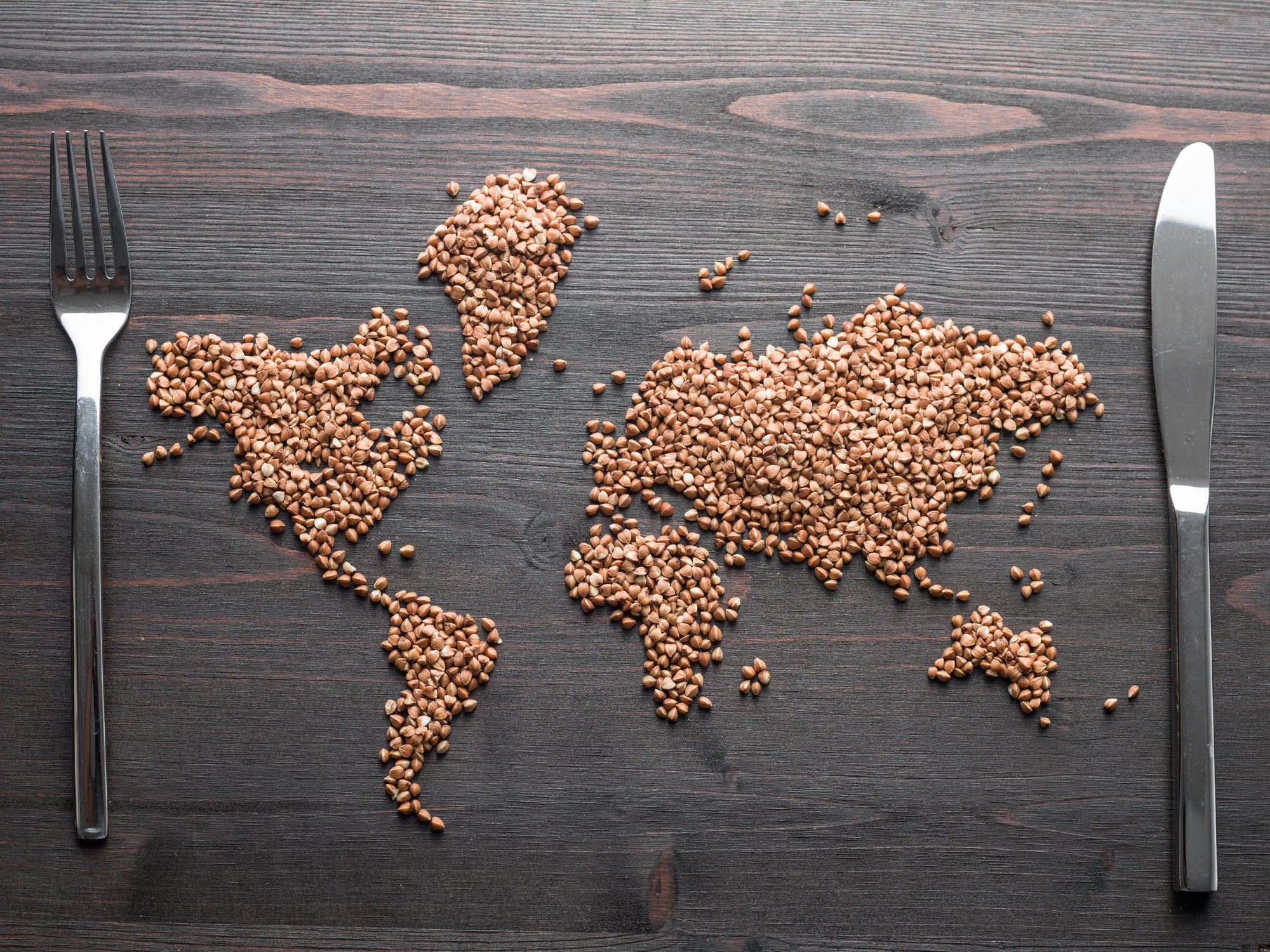 World map made of grains (4:3)